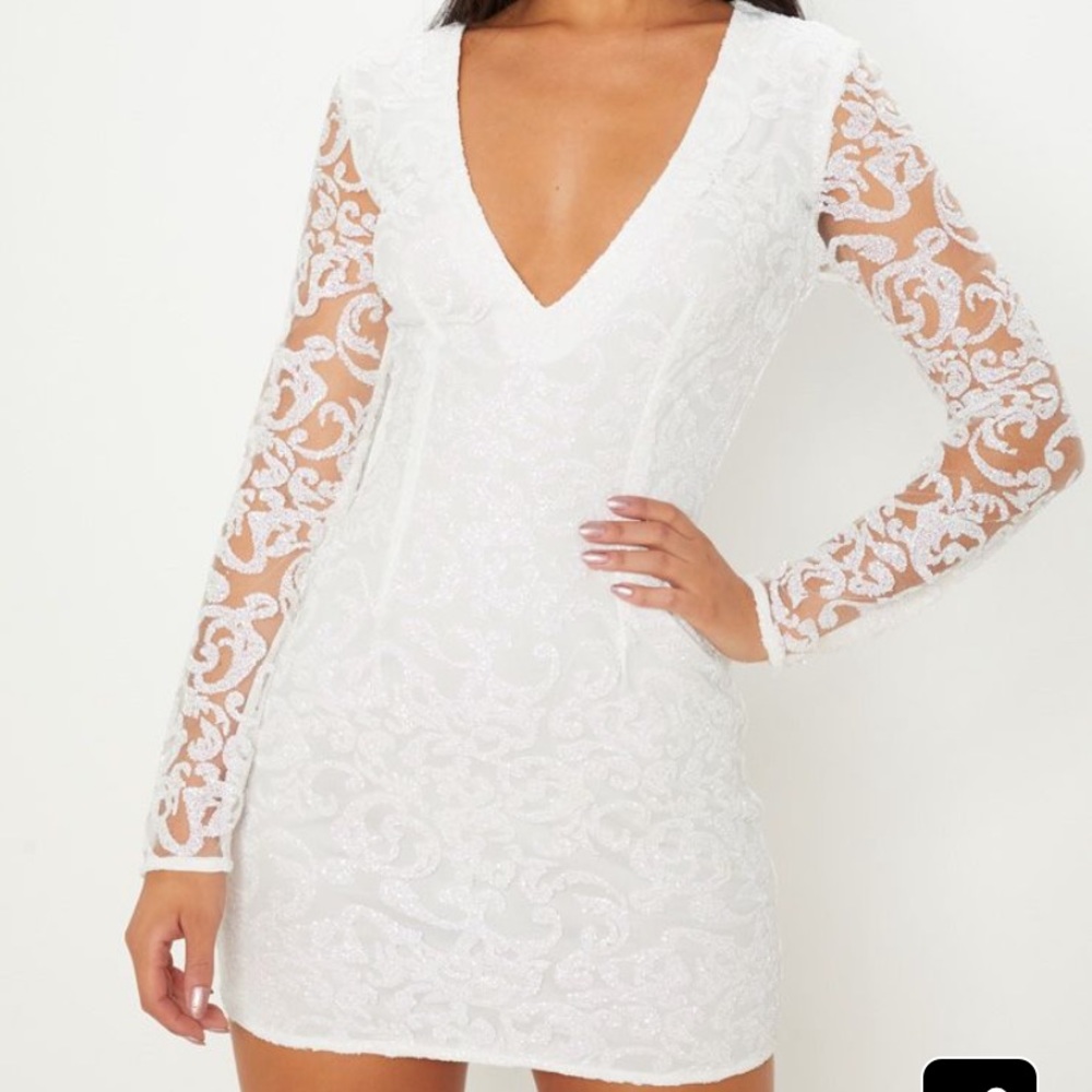 SOLD-Pretty Little Thing White Bodycon Dress